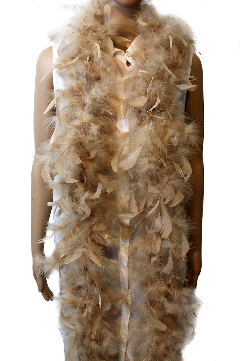 Flydreamfeathers 40 Gram 72" Long, Turkey Chandelle Feather Boa, Dancing Wedding Crafting Party Dress Up, Halloween Costume Decoration (brown color) - Image 1